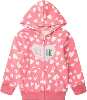 RETSUGO Girls Zip Up Hoodie Jacket Toddler Unicorn Rainbow Sweatshirt Kids Hooded Coat Casual Outerwear Size 2-7 Years