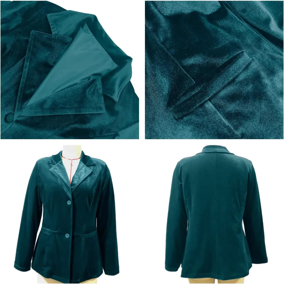 SEMATOMALA Women's Solid Long Sleeve Velvet Blazer Jacket Suit Open Front Cardigan Coat with Pockets Outerwear