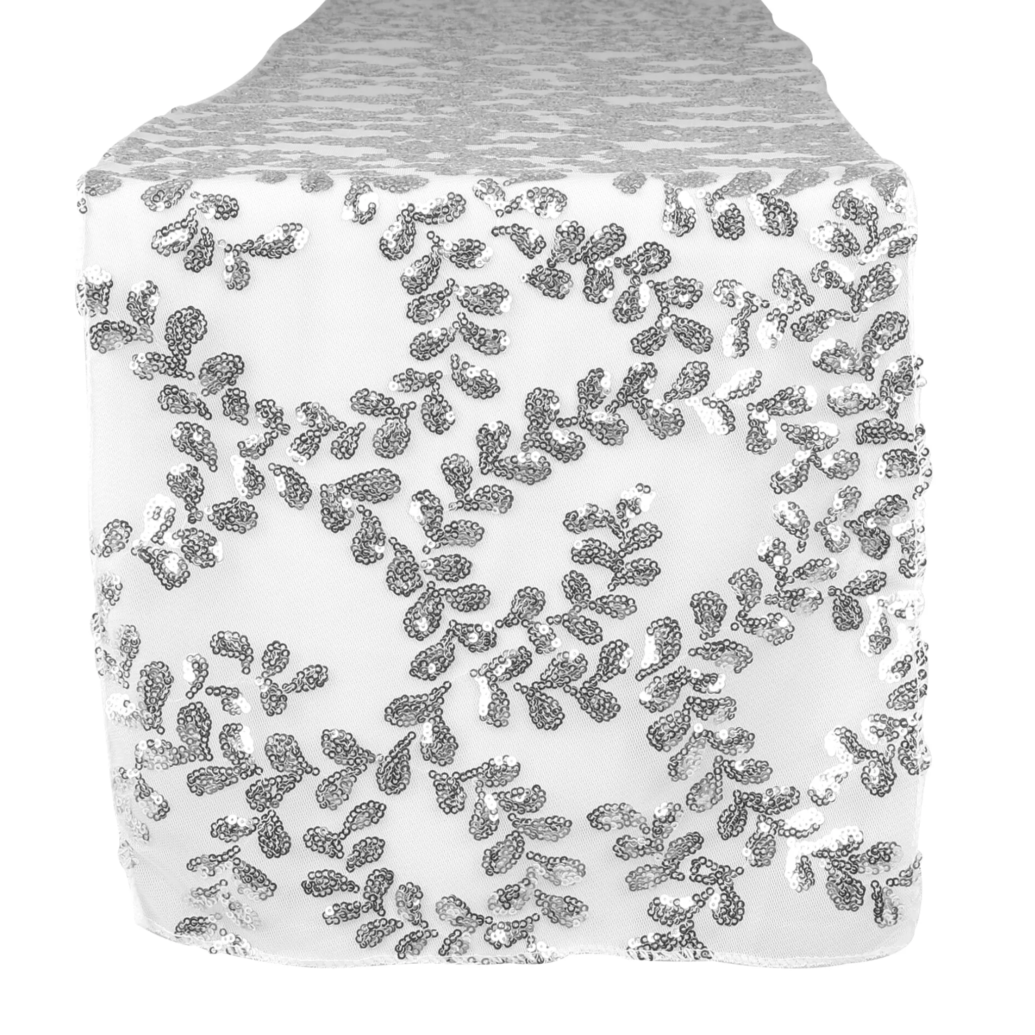 Sequin Vine Table Runner - Silver