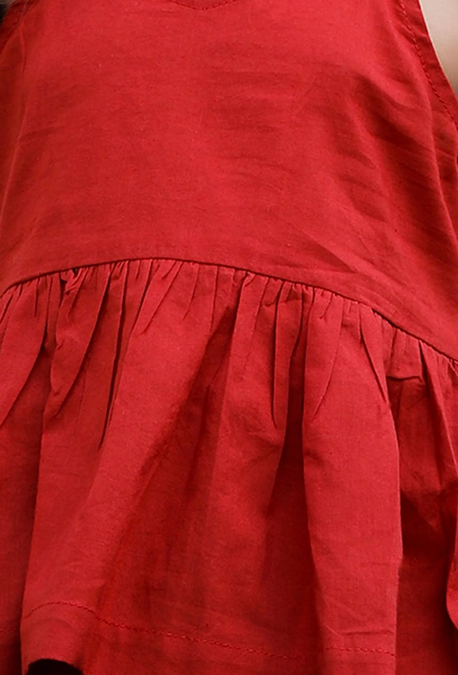 Set Of 2: Dora Red Cotton Top And Red Pant