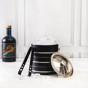 Silver Stripe Matt Black Ice Bucket