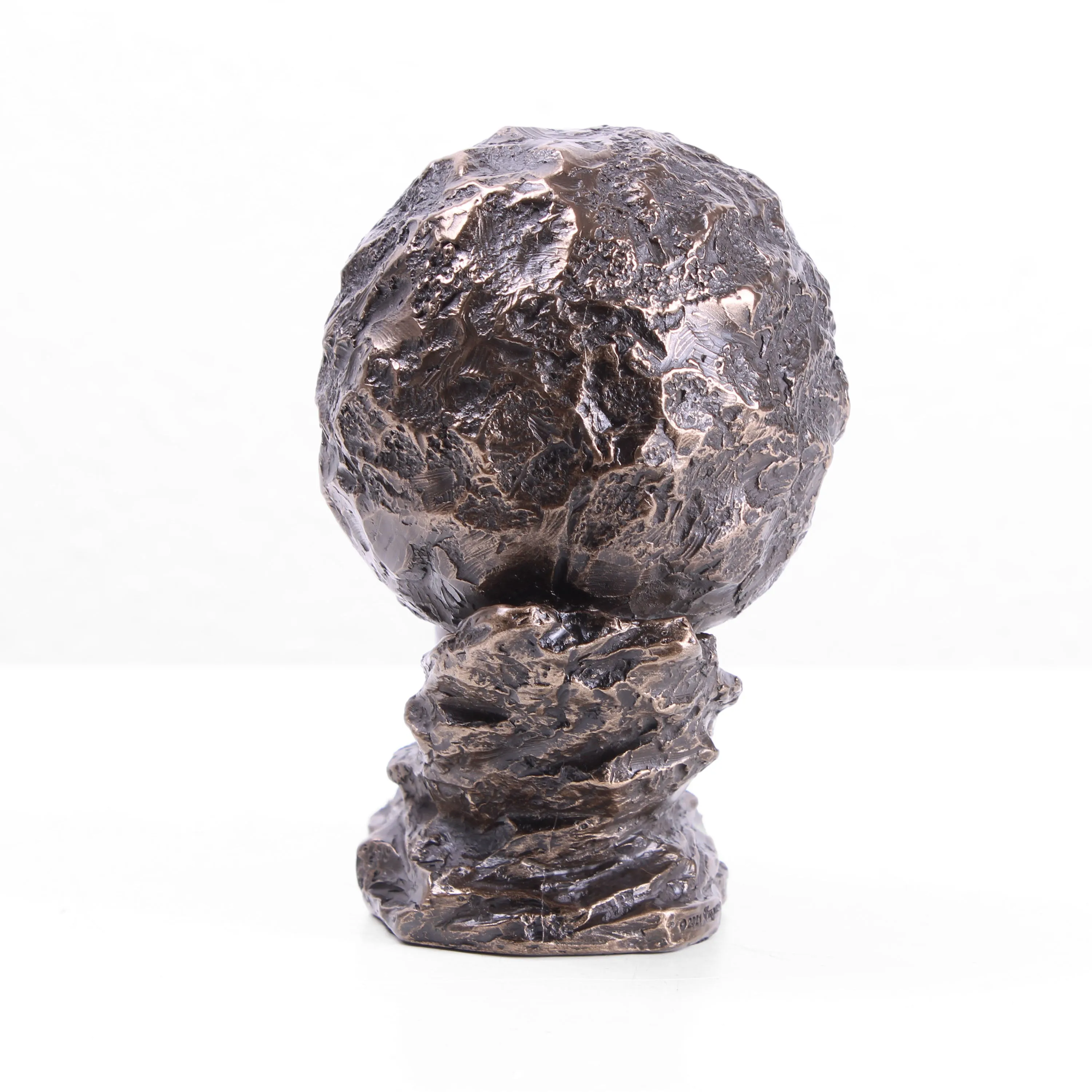 Sisyphus Statue with the Eternal Boulder  (Cold Cast Bronze Sculpture)