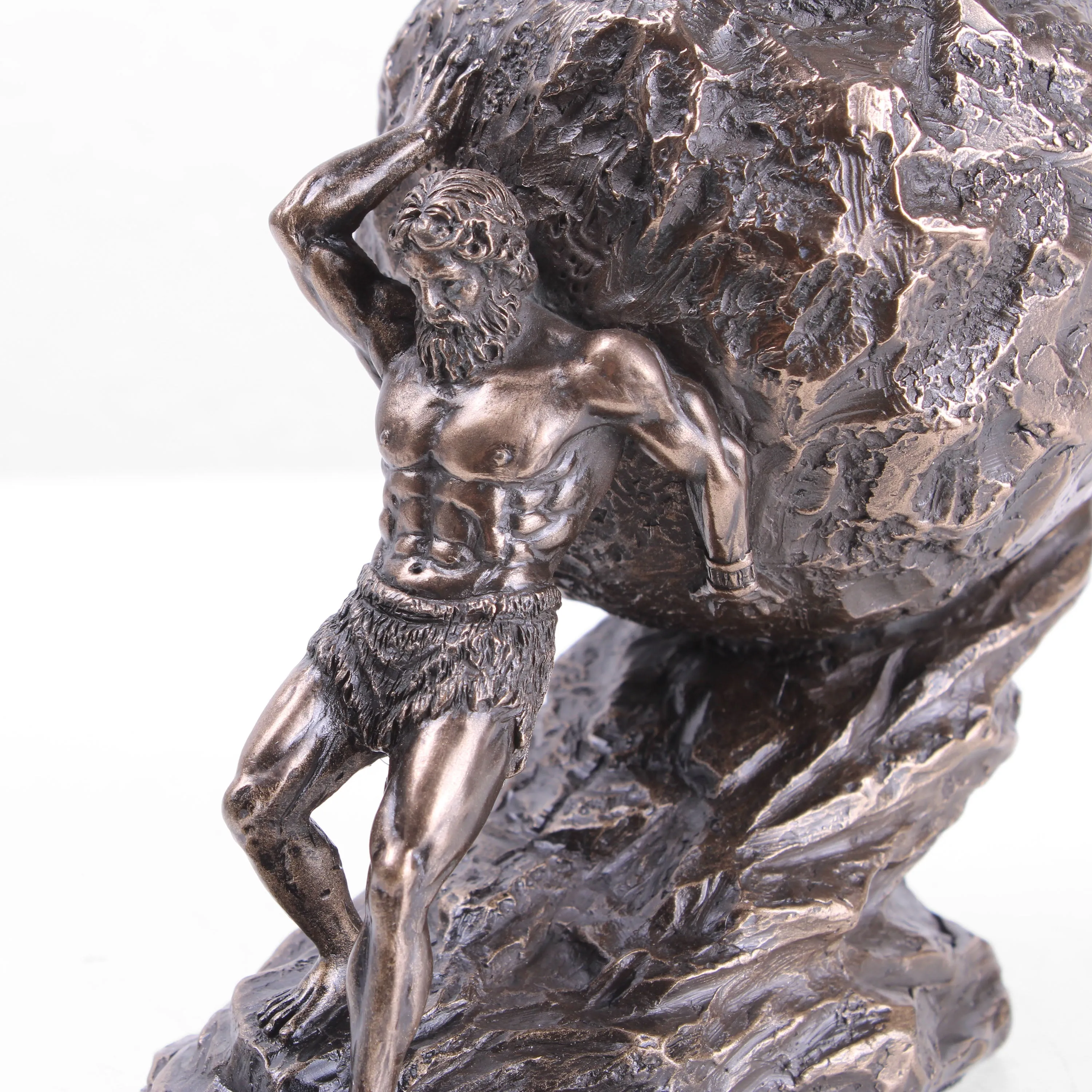 Sisyphus Statue with the Eternal Boulder  (Cold Cast Bronze Sculpture)