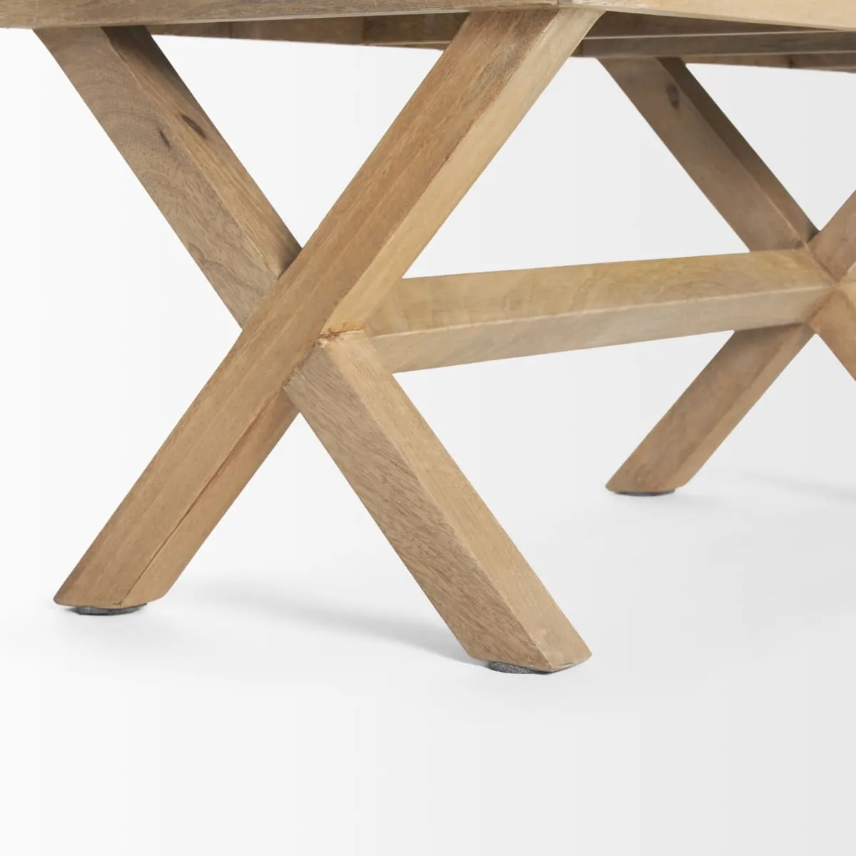 Solis Bench Beige Fabric | Brown Wood