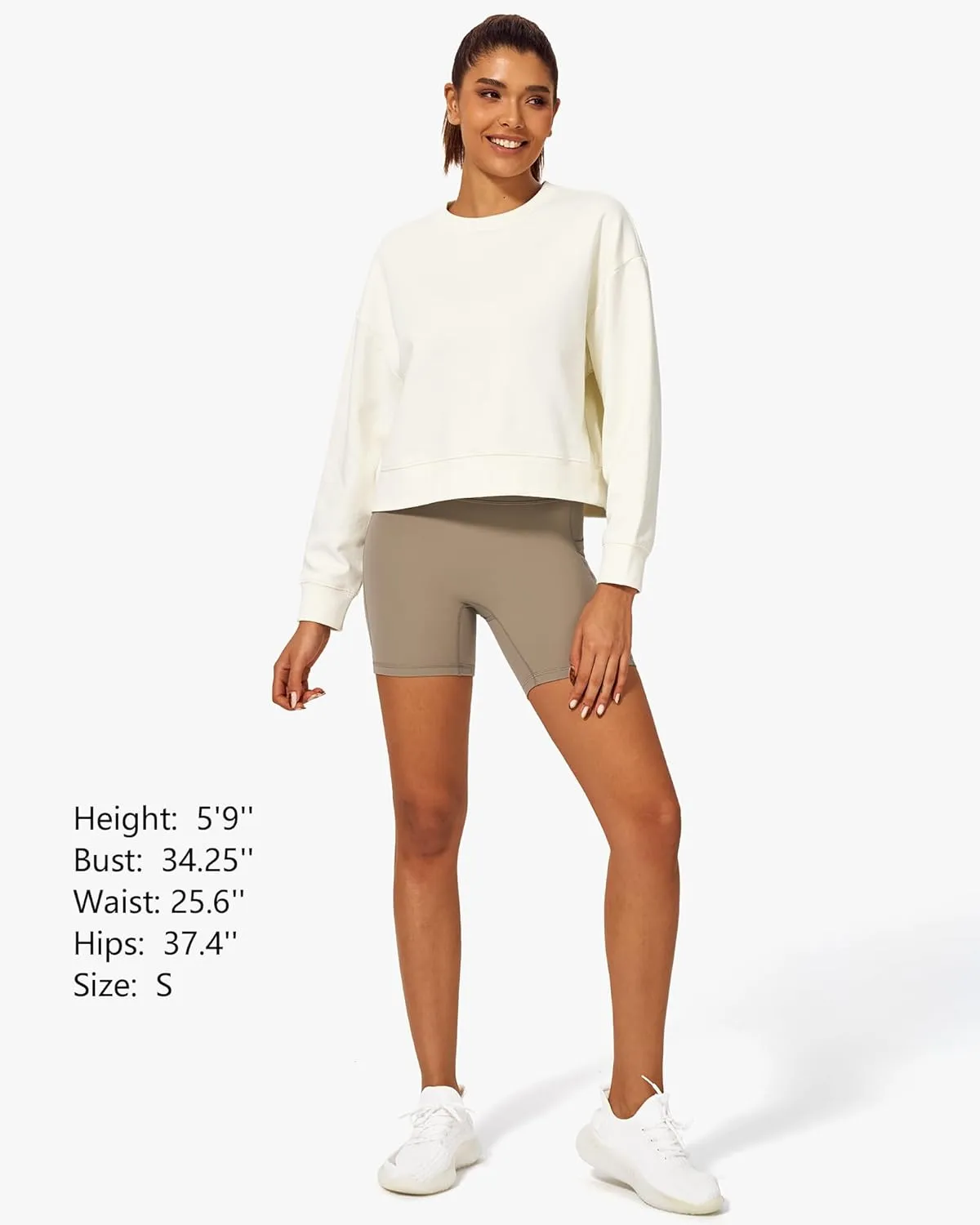 Stelle Cropped Sweatshirts for Women Cotton Long Sleeve Crop Tops Crewneck Pullover Oversized Sweater