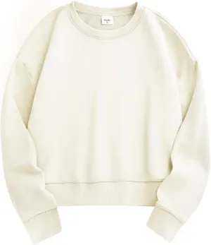 Stelle Cropped Sweatshirts for Women Cotton Long Sleeve Crop Tops Crewneck Pullover Oversized Sweater