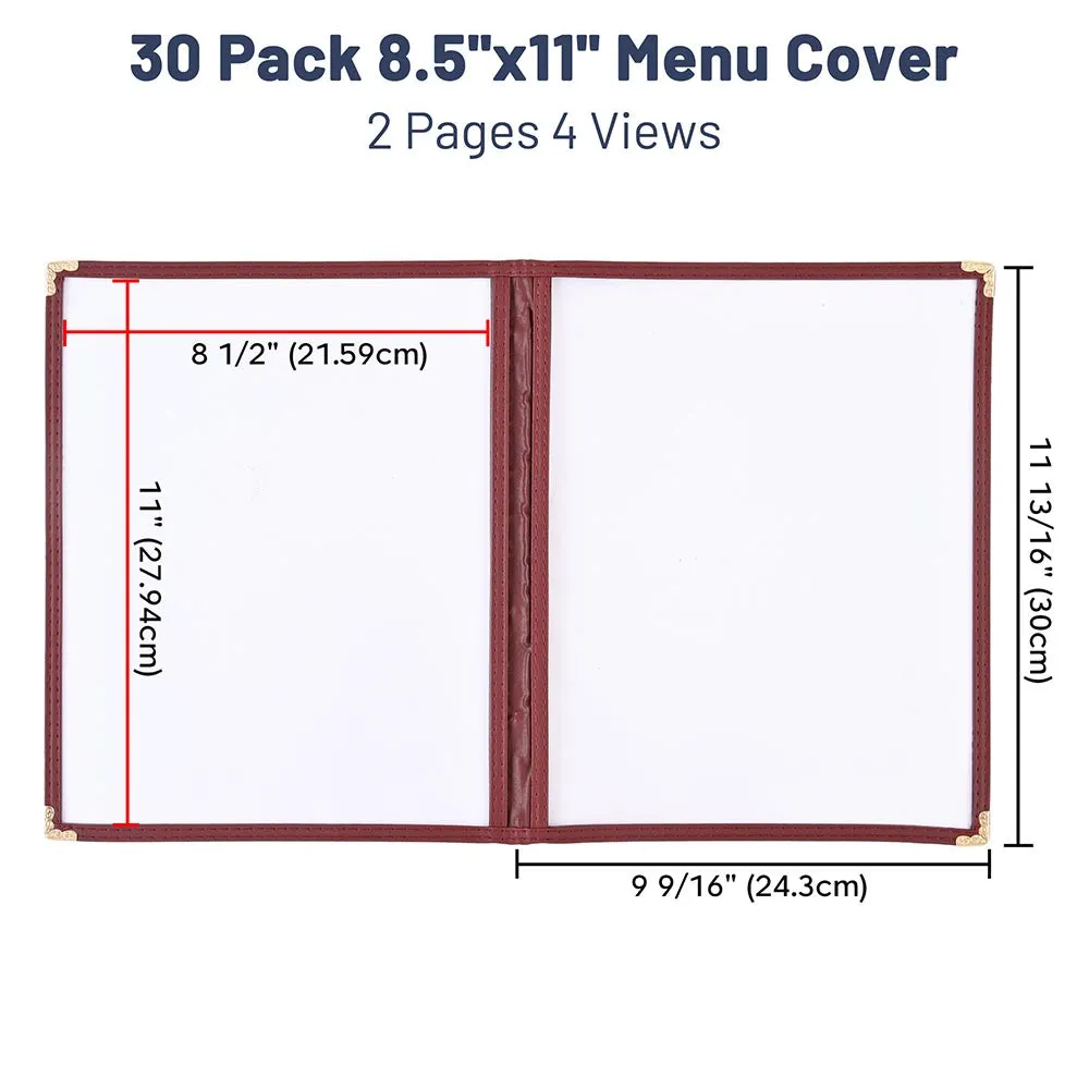 TheLAShop 8-1/2"x11" Clear Restaurant Menu Cover Folder Double 30ct/pk