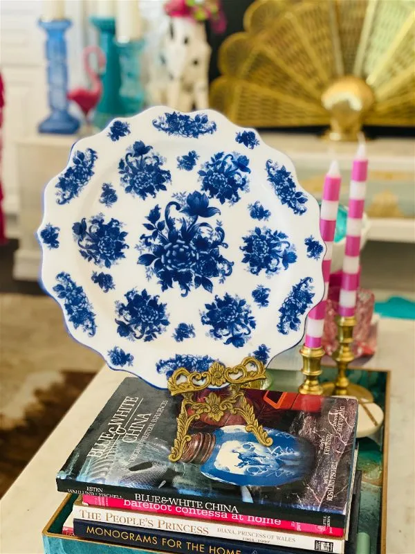 Vintage 1980's Reproduction Blue Flow Round Platter