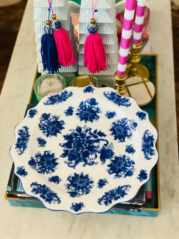 Vintage 1980's Reproduction Blue Flow Round Platter