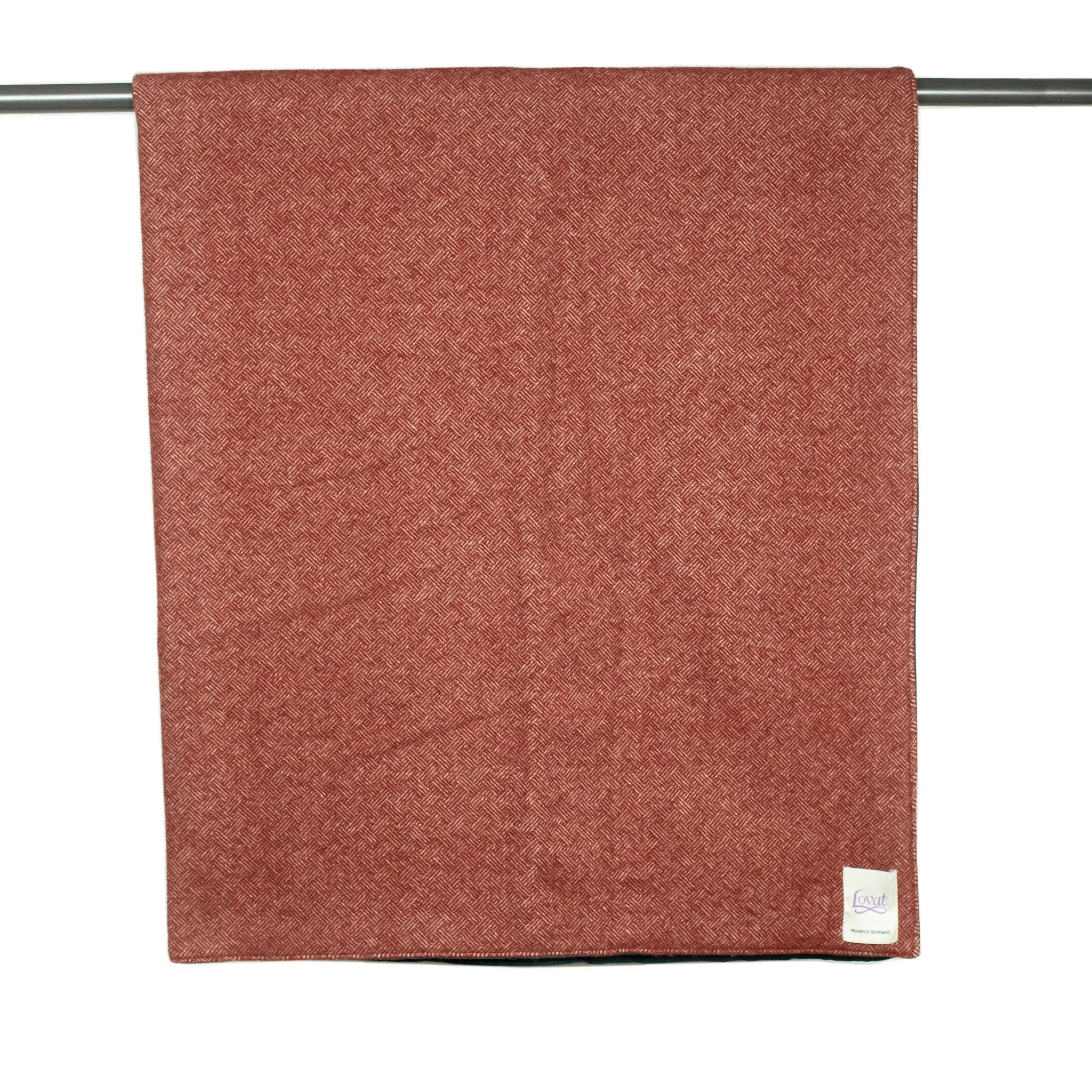 Waxed back picnic blanket in deco brick-red and ecru lambswool