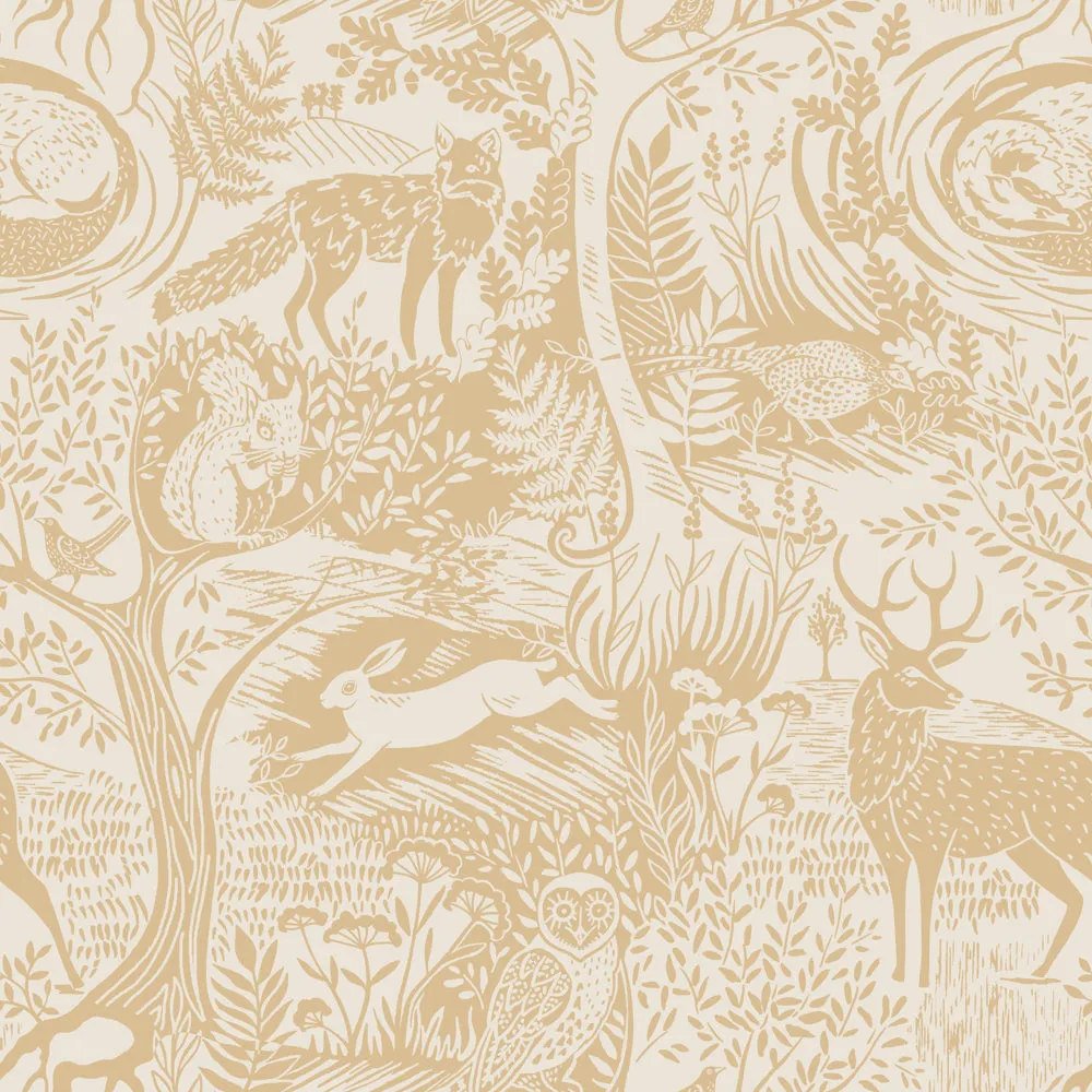 Winter Woods Animal Duvet Cover Set Ochre