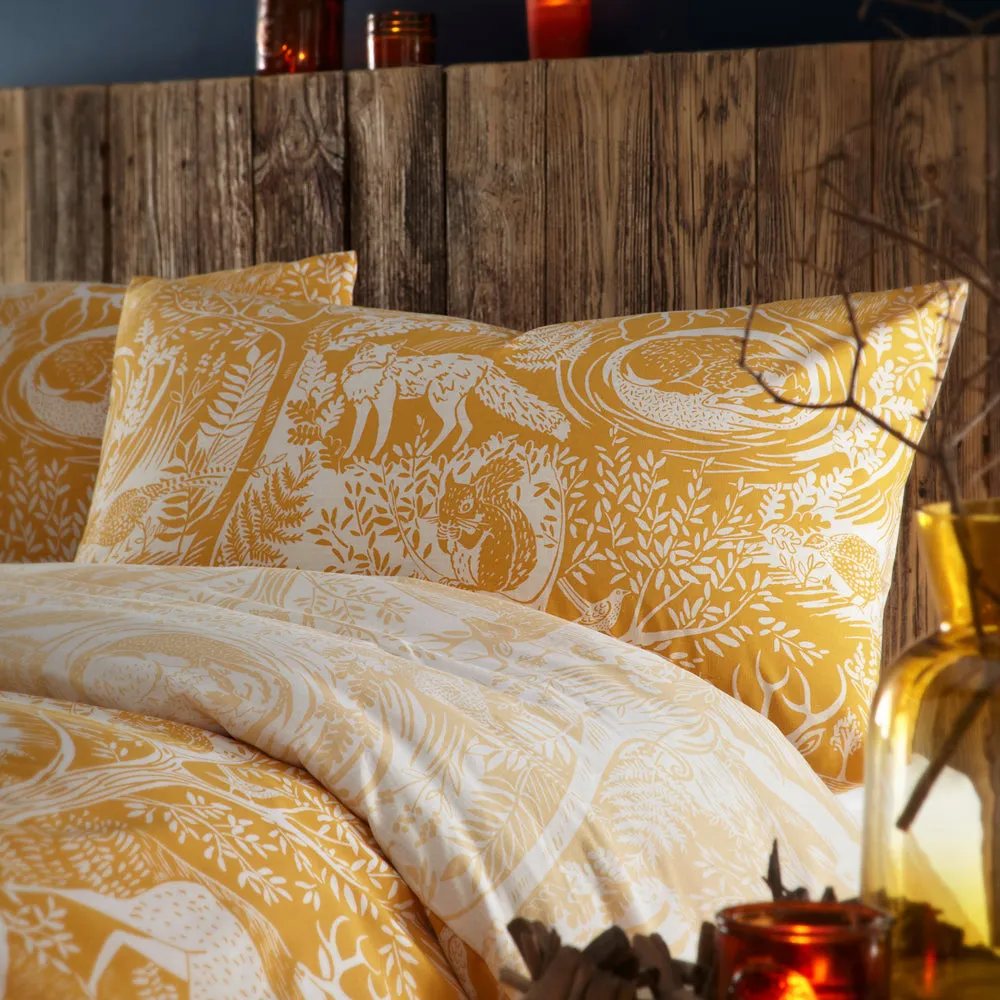 Winter Woods Animal Duvet Cover Set Ochre