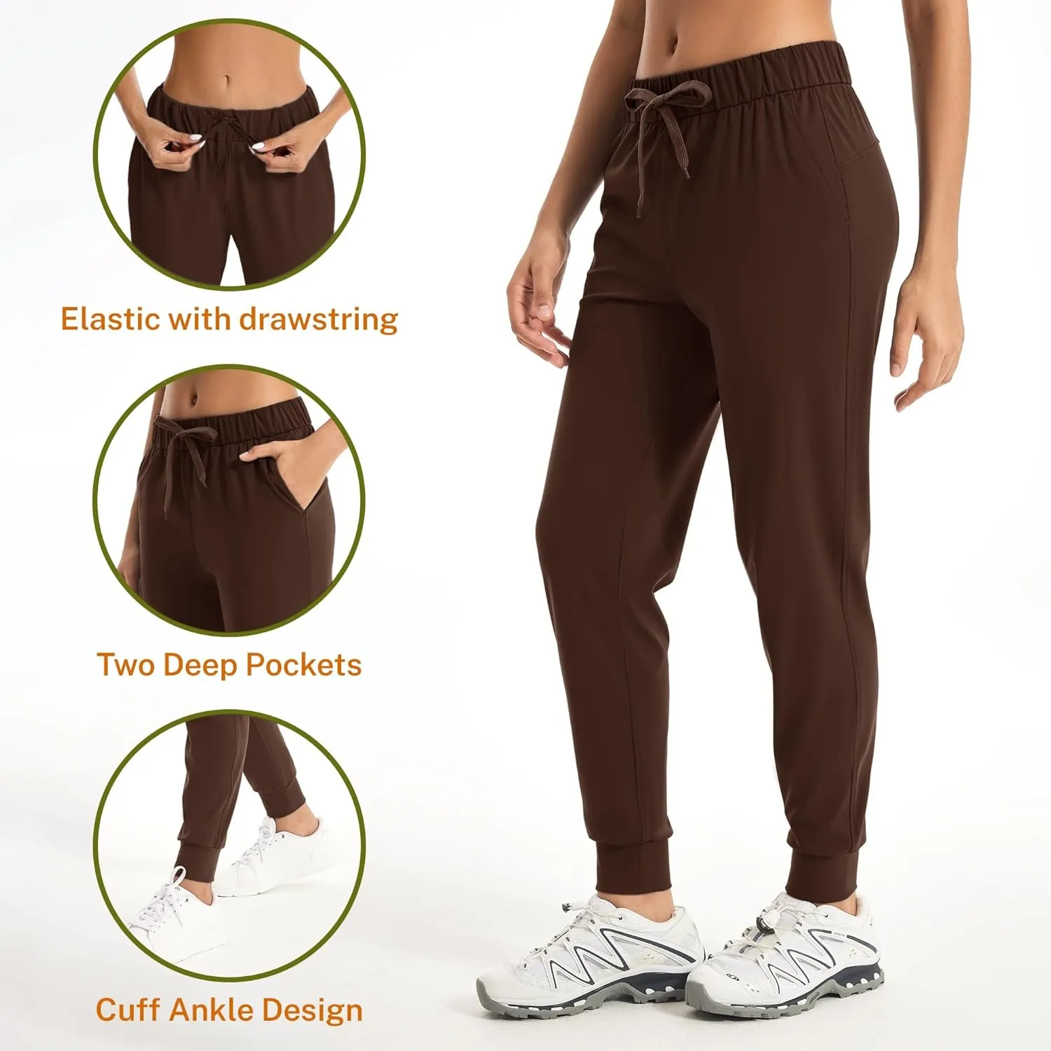 Women's Joggers Pants with Pockets Drawstring Running Sweatpants Workout Casual Tapered Pants