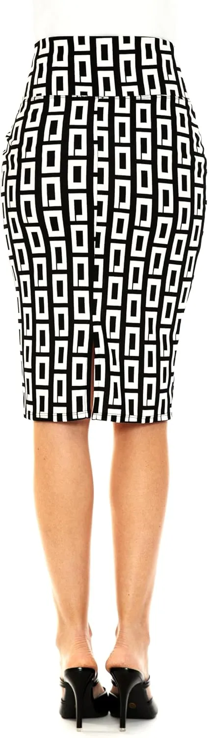Women's Premium High Waist Nylon Ponte Stretch Office Pencil Skirt