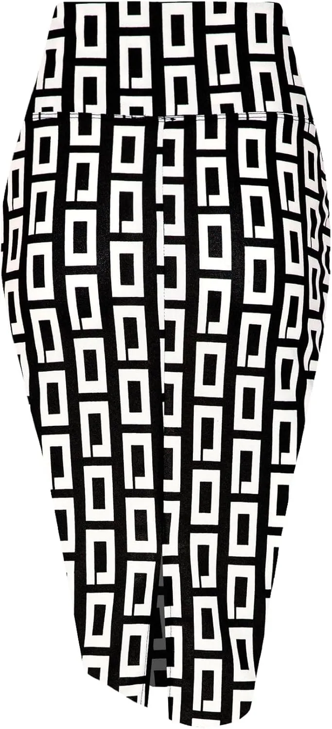 Women's Premium High Waist Nylon Ponte Stretch Office Pencil Skirt