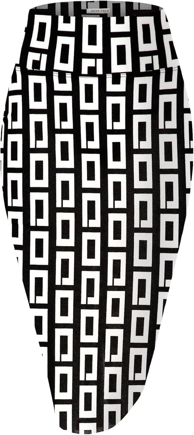 Women's Premium High Waist Nylon Ponte Stretch Office Pencil Skirt