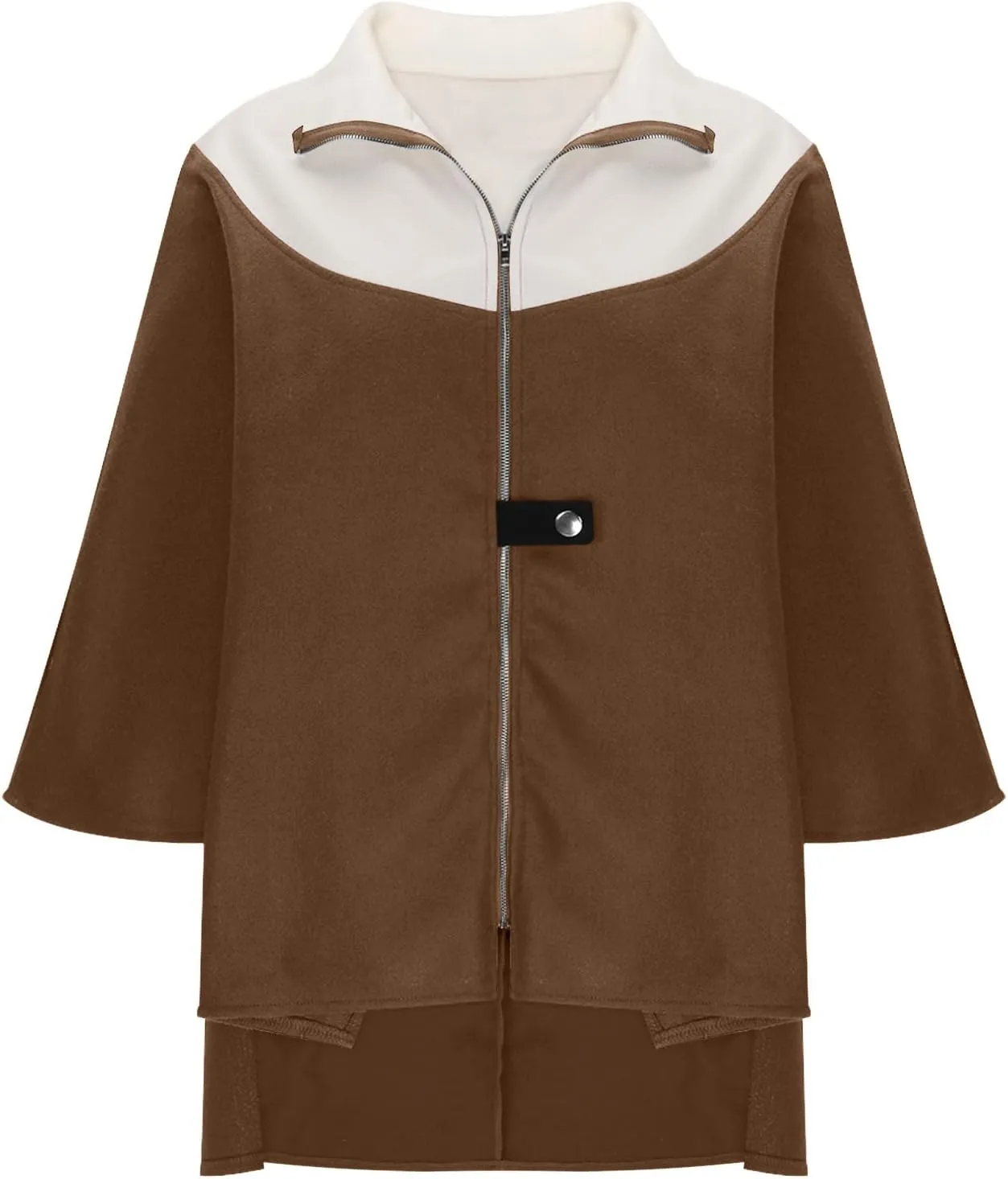 XUNRYAN Womens Winter Fall Cape Coat No Hood Cloak Midi Long Trench Coat Faux-Wool- Blend Zip Up Jackets Fashion Outerwear